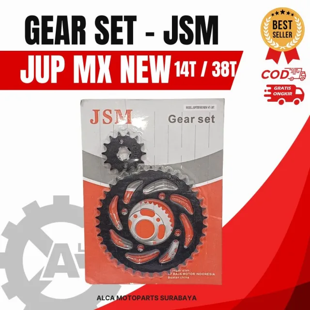 JSM GIR GEAR GER SET DEPAN BELAKANG JUPITER MX 135 NEW 38T 14T DEPAN BELAKANG