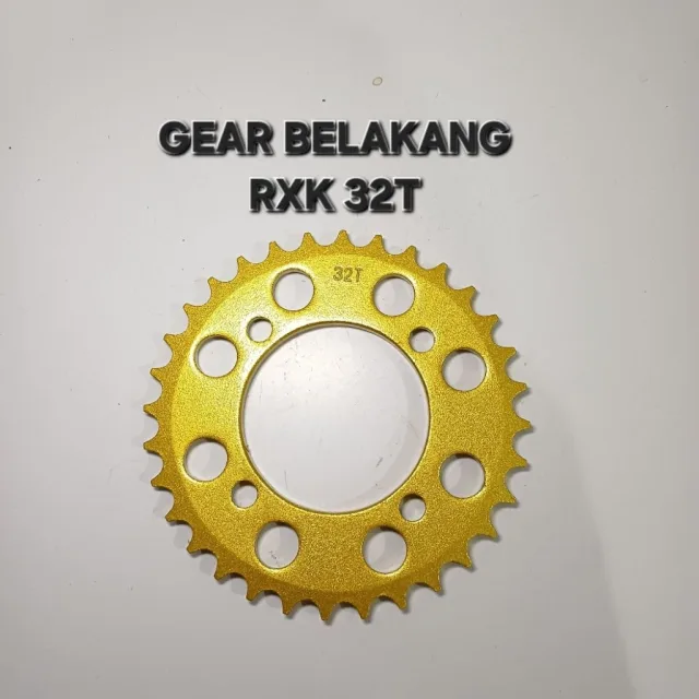 GOLD EMAS LUBANG BULAT GEAR GIR GER BELAKANG RXK RX KING JUPITER VEGA 32T 32 T LUBANG BULAT GOLD