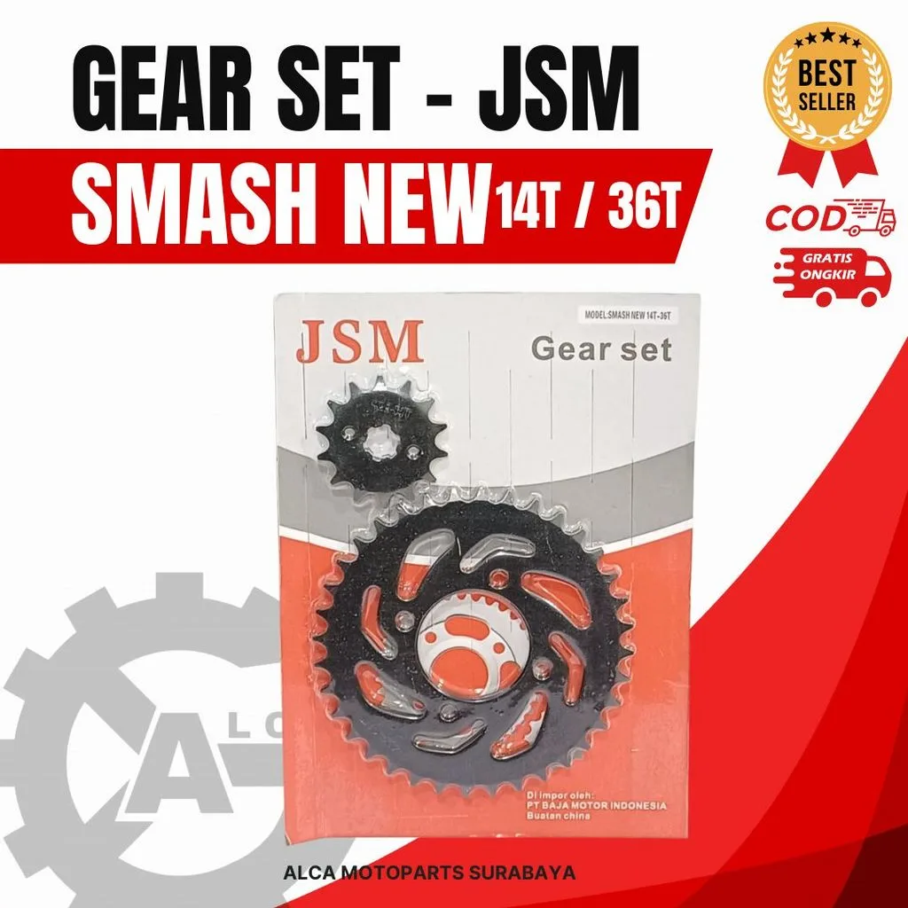 JSM GIR GEAR GER SET DEPAN BELAKANG SMASH 110 NEW 36T 14T DEPAN BELAKANG
