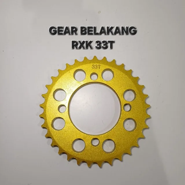 GOLD EMAS LUBANG BULAT GEAR GIR GER BELAKANG RXK RX KING JUPITER VEGA 33T 33 T LUBANG BULAT GOLD