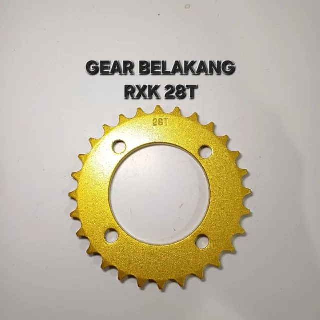 GOLD EMAS LUBANG BULAT GEAR GIR GER BELAKANG RXK RX KING JUPITER VEGA 28T 28 T LUBANG BULAT GOLD