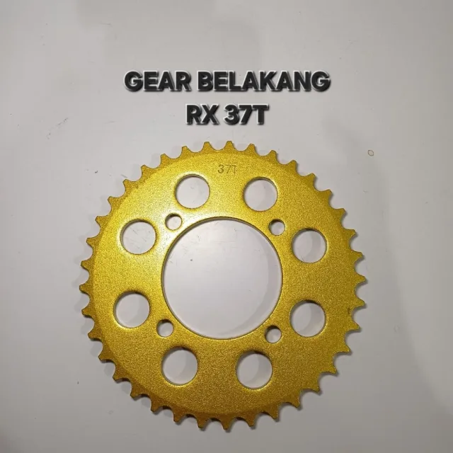 GOLD EMAS LUBANG BULAT GEAR GIR GER BELAKANG RXK RX KING JUPITER VEGA 37T 37 T LUBANG BULAT GOLD