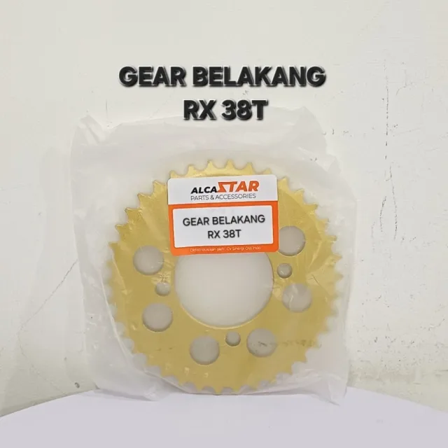 GOLD EMAS LUBANG BULAT GEAR GIR GER BELAKANG RXK RX KING JUPITER VEGA 38T 38 T LUBANG BULAT GOLD