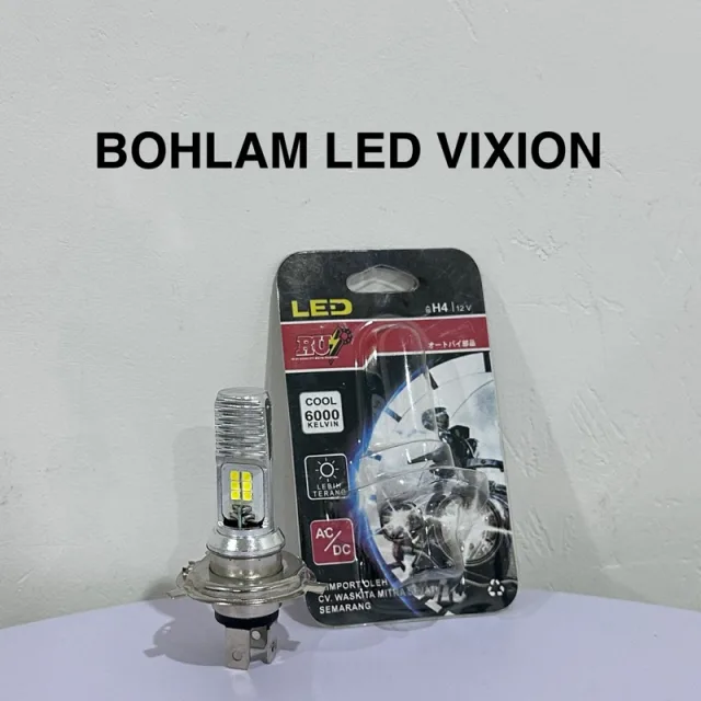 BOHLAM DOP LAMPU LED MOTOR PUTIH H4 VIXION AC DC 12V COOL 6000K 6 MATA