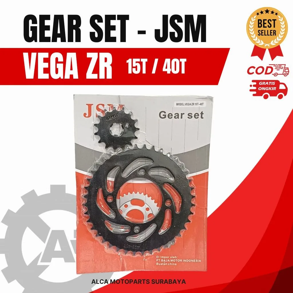 JSM GIR GEAR GER SET DEPAN BELAKANG VEGA ZR 40T 15T DEPAN BELAKANG