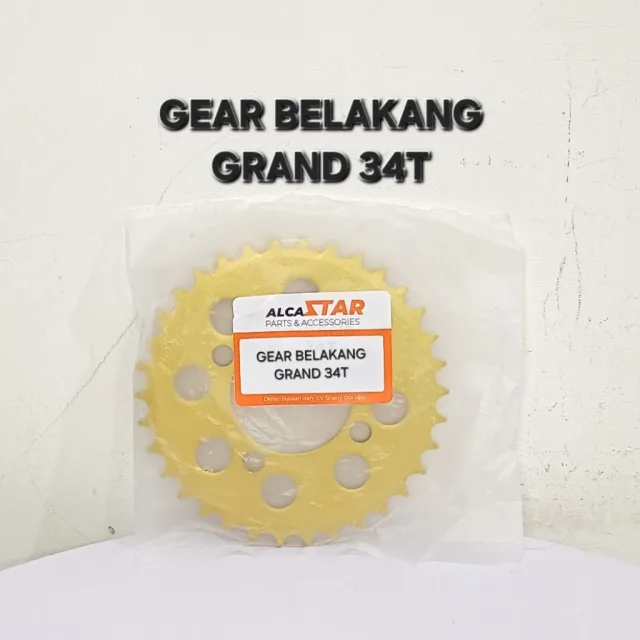 GOLD EMAS LUBANG BULAT GEAR GIR GER BELAKANG GRAND SUPRA 34T 34 T LUBANG BULAT GOLD