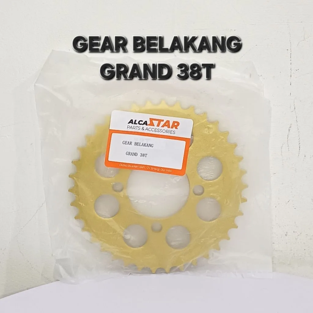 GOLD EMAS LUBANG BULAT GEAR GIR GER BELAKANG GRAND SUPRA 38T 38 T LUBANG BULAT GOLD