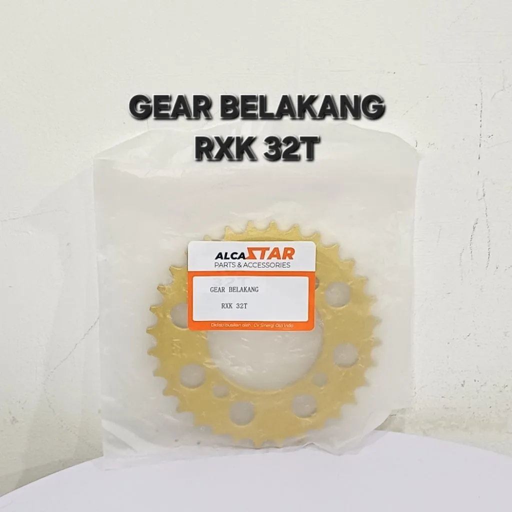 GOLD EMAS LUBANG BULAT GEAR GIR GER BELAKANG RXK RX KING JUPITER VEGA 32T 32 T LUBANG BULAT GOLD