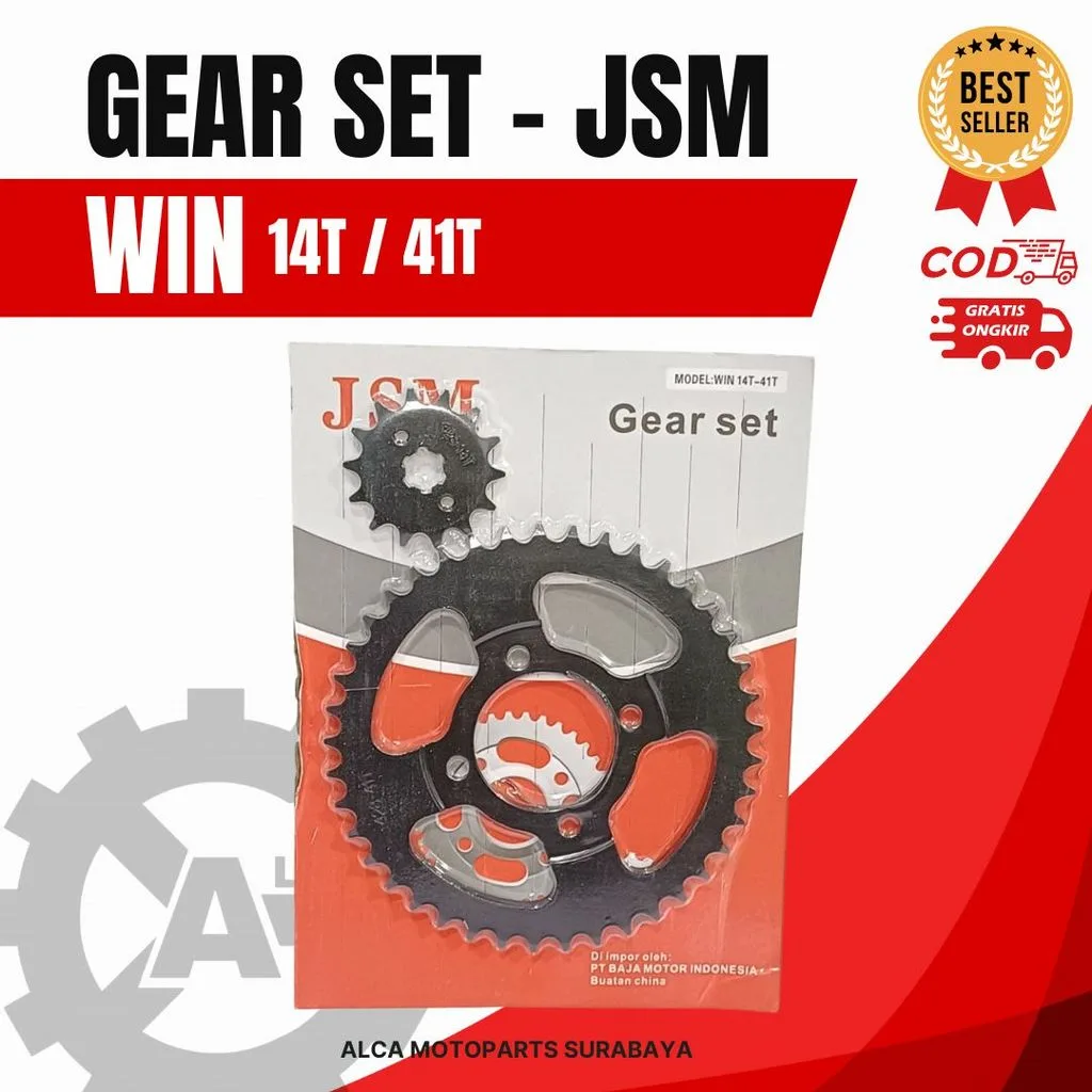 JSM GIR GEAR GER SET DEPAN BELAKANG WIN 100 WIN100 41T 14T DEPAN BELAKANG
