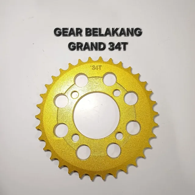 GOLD EMAS LUBANG BULAT GEAR GIR GER BELAKANG GRAND SUPRA 34T 34 T LUBANG BULAT GOLD