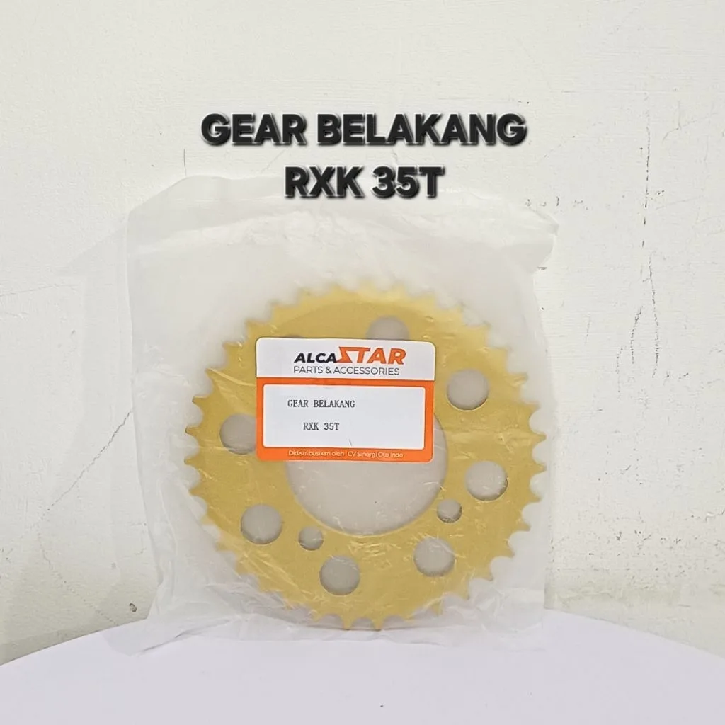 GOLD EMAS LUBANG BULAT GEAR GIR GER BELAKANG RXK RX KING JUPITER VEGA 35T 35 T LUBANG BULAT GOLD