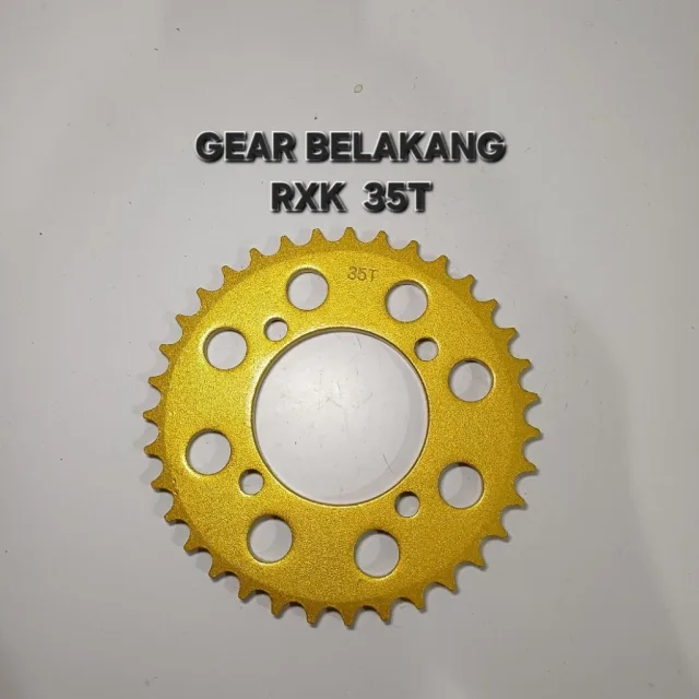 GOLD EMAS LUBANG BULAT GEAR GIR GER BELAKANG RXK RX KING JUPITER VEGA 35T 35 T LUBANG BULAT GOLD