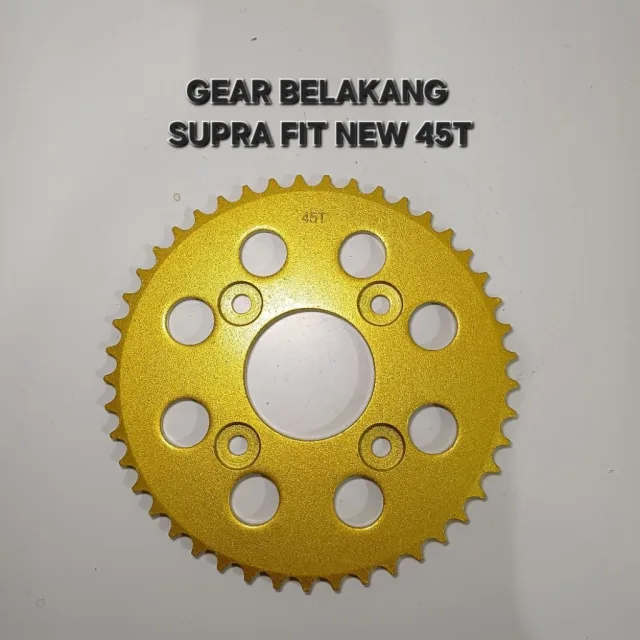 GOLD EMAS LUBANG BULAT GEAR GIR GER BELAKANG SUPRA FIT NEW KHARISMA X 125 45T 45 T LUBANG BULAT GOLD