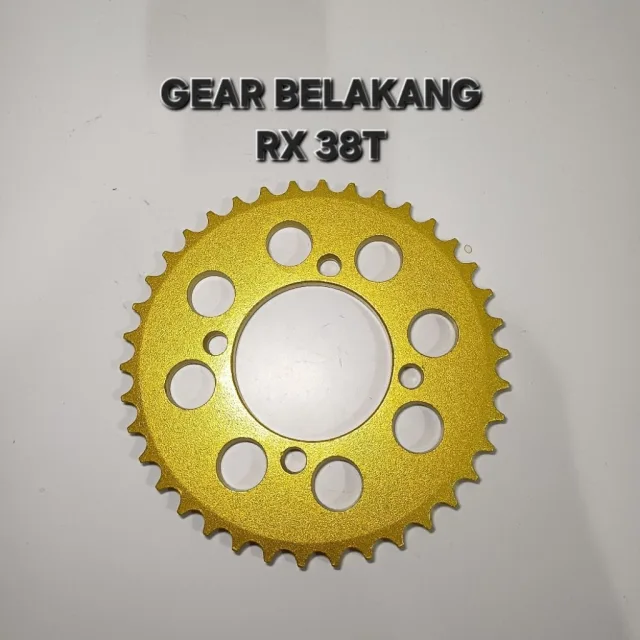 GOLD EMAS LUBANG BULAT GEAR GIR GER BELAKANG RXK RX KING JUPITER VEGA 38T 38 T LUBANG BULAT GOLD