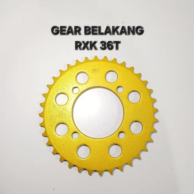 GOLD EMAS LUBANG BULAT GEAR GIR GER BELAKANG RXK RX KING JUPITER VEGA 36T 36 T LUBANG BULAT GOLD