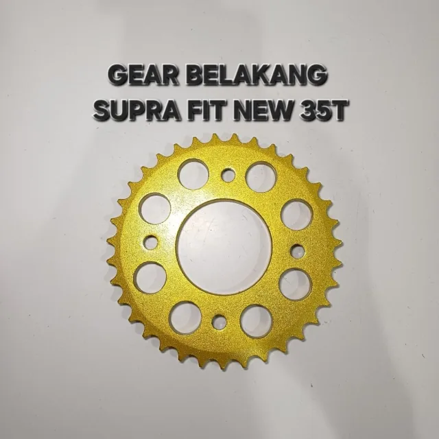 GOLD EMAS LUBANG BULAT GEAR GIR GER BELAKANG SUPRA FIT NEW KHARISMA X 125 35T 35 T LUBANG BULAT GOLD