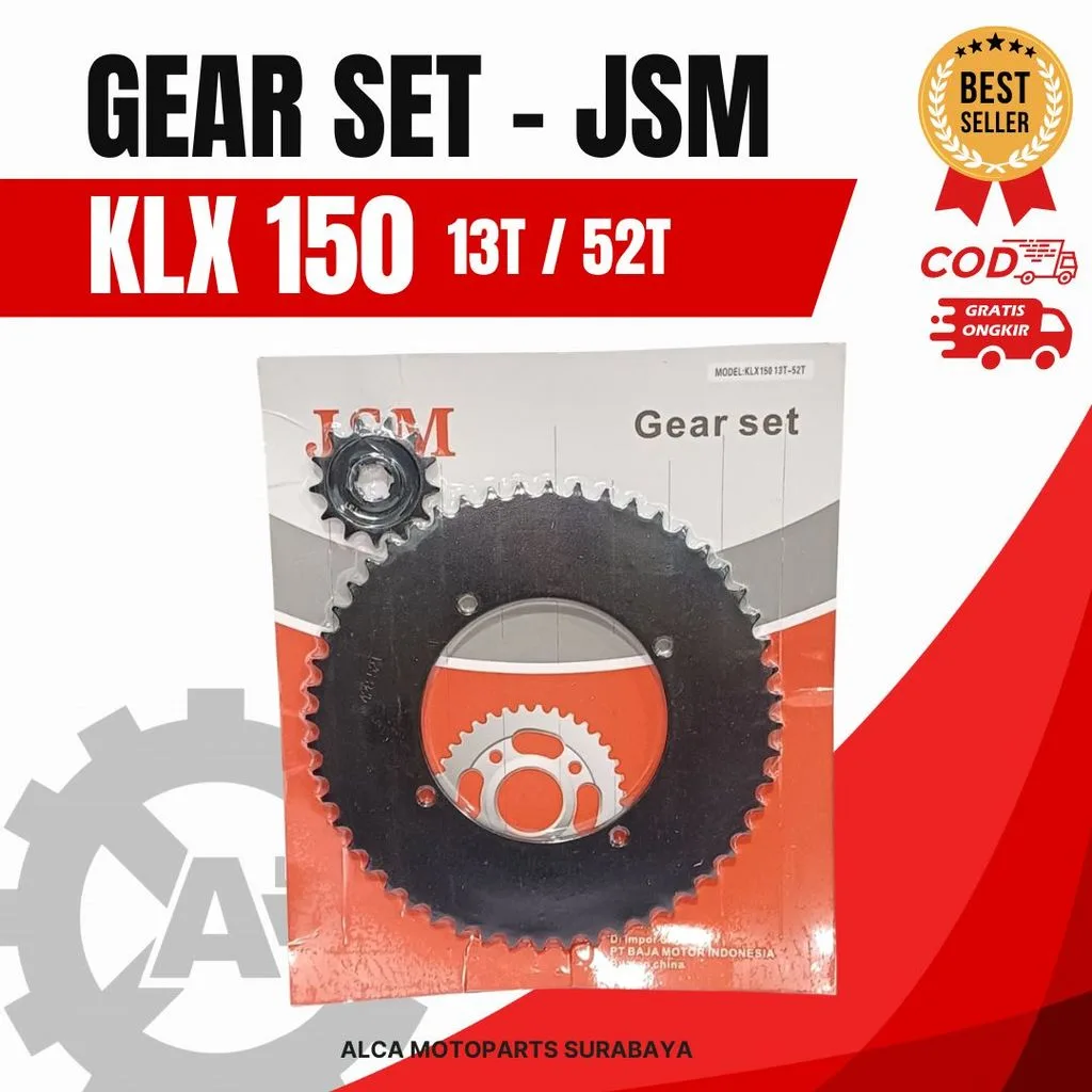 JSM GIR GEAR GER SET DEPAN BELAKANG KLX 150 52T 13T DEPAN BELAKANG