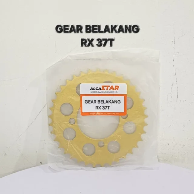 GOLD EMAS LUBANG BULAT GEAR GIR GER BELAKANG RXK RX KING JUPITER VEGA 37T 37 T LUBANG BULAT GOLD