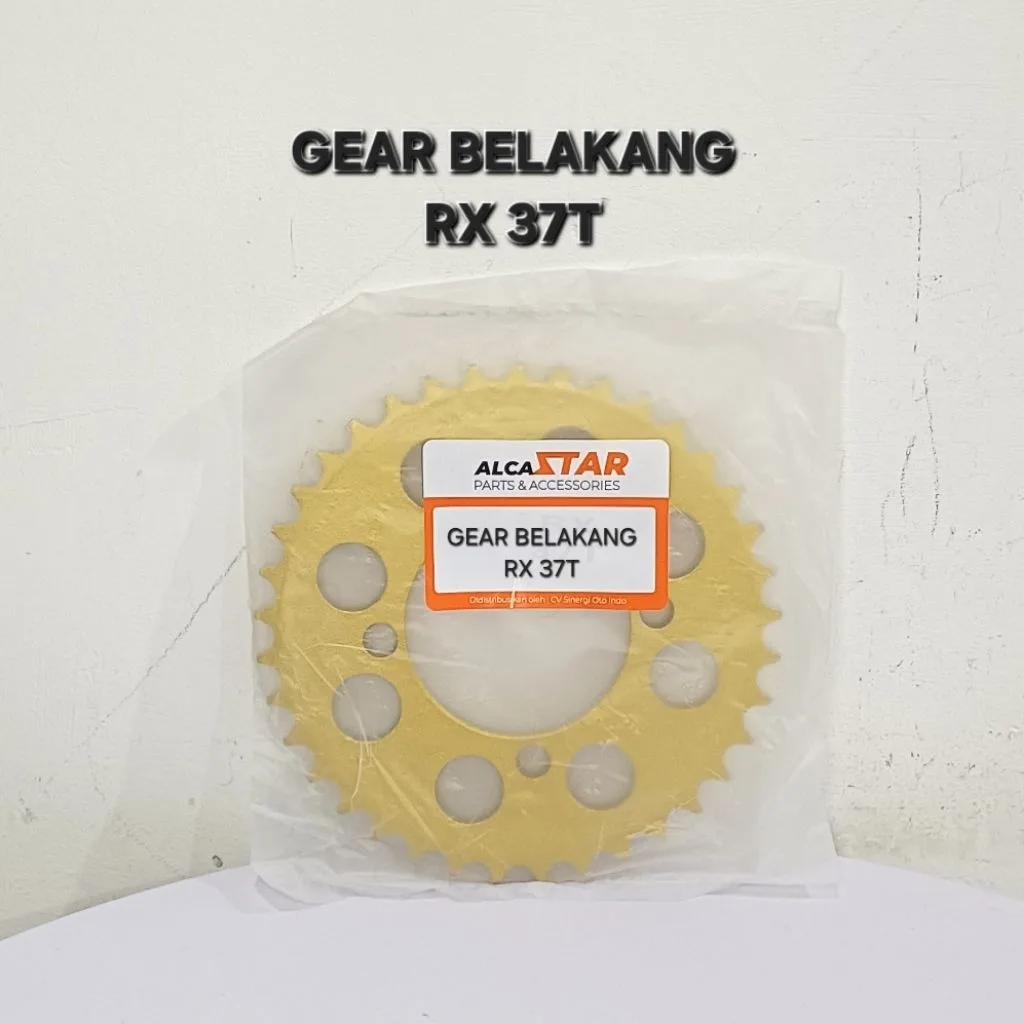 GOLD EMAS LUBANG BULAT GEAR GIR GER BELAKANG RXK RX KING JUPITER VEGA 37T 37 T LUBANG BULAT GOLD