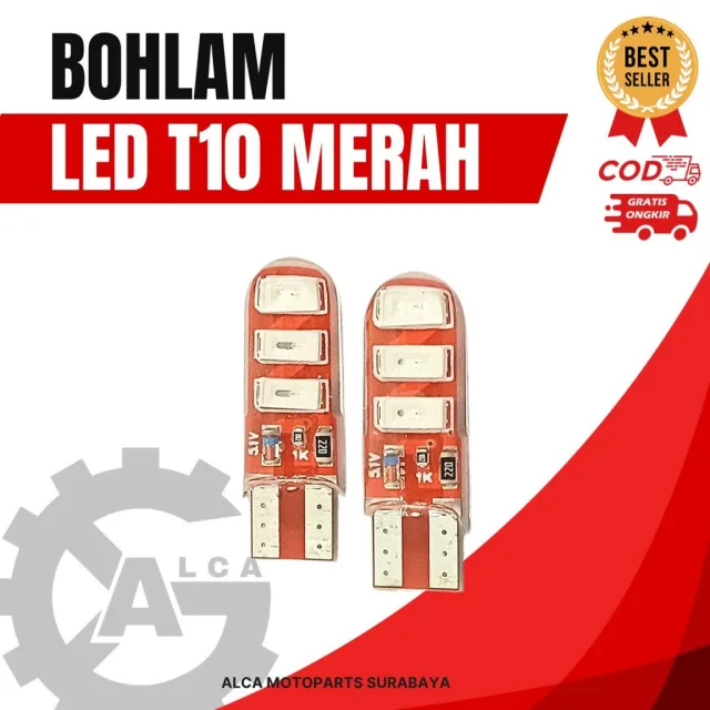 BOHLAM LED T10 KEDIP (WARNA: PUTIH / MERAH / BIRU) ISI 2 PER PAK HARGA UNTUK 1 PAK TERMURAH