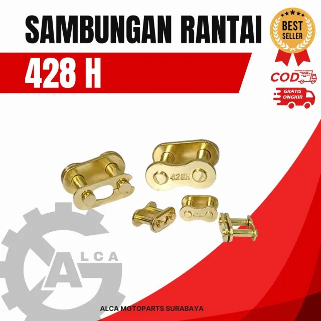 HRG PER 20 PCS SAMBUNGAN RANTAI 428 H 428H WARNA EMAS GOLD HARGA 20 BIJI 428H