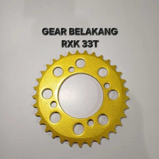 GOLD EMAS LUBANG BULAT GEAR GIR GER BELAKANG RXK RX KING JUPITER VEGA 33T 33 T LUBANG BULAT GOLD