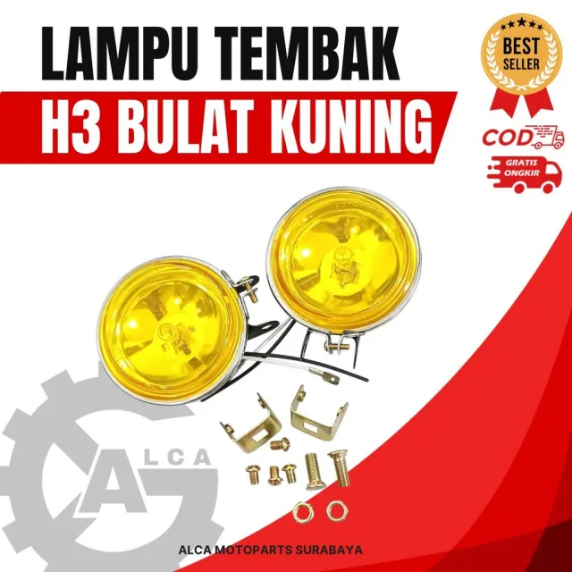 LAMPU TEMBAK KABUT FOGLAMP 199 H3 BULAT UNIVERSAL PUTIH KUNING 12V 24V