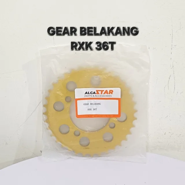 GOLD EMAS LUBANG BULAT GEAR GIR GER BELAKANG RXK RX KING JUPITER VEGA 36T 36 T LUBANG BULAT GOLD