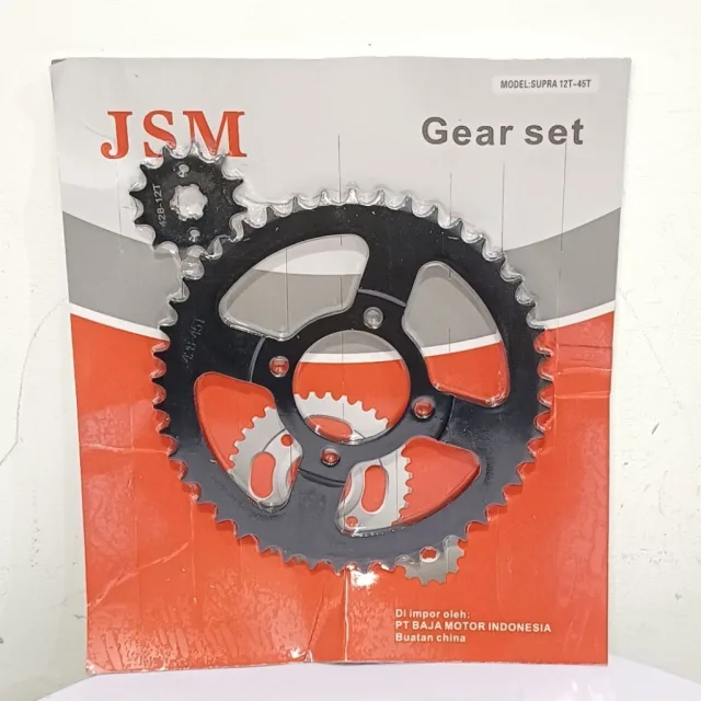 JSM GIR GEAR GER SET DEPAN BELAKANG SUPRA X 100 LAMA 45T 12T DEPAN BELAKANG