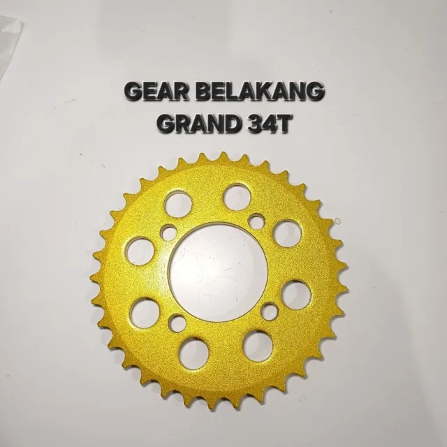 GOLD EMAS LUBANG BULAT GEAR GIR GER BELAKANG GRAND SUPRA 34T 34 T LUBANG BULAT GOLD