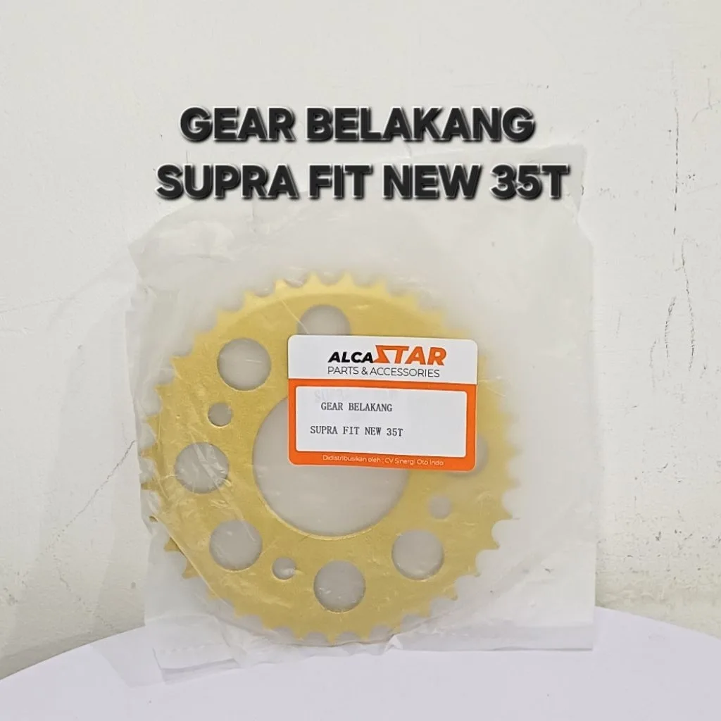 GOLD EMAS LUBANG BULAT GEAR GIR GER BELAKANG SUPRA FIT NEW KHARISMA X 125 35T 35 T LUBANG BULAT GOLD