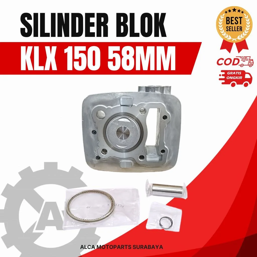 CYLINDER SILINDER BLOK SEHER ASSY SET PISTON KIT KLX 150 58 MM 58MM