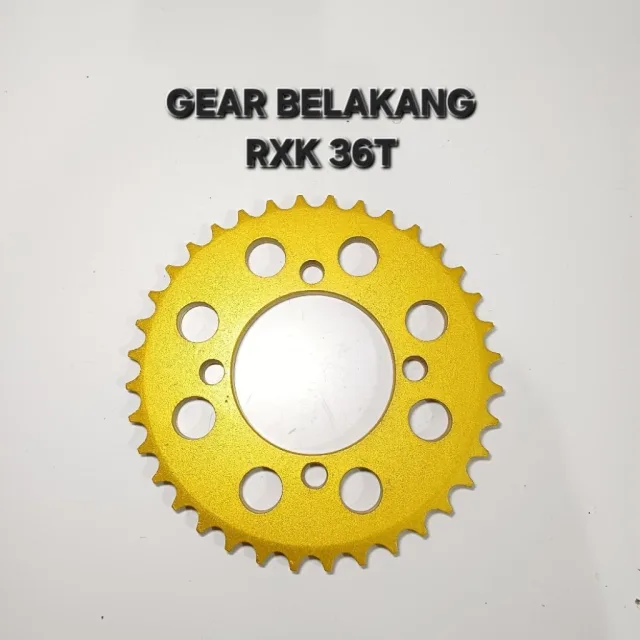 GOLD EMAS LUBANG BULAT GEAR GIR GER BELAKANG RXK RX KING JUPITER VEGA 36T 36 T LUBANG BULAT GOLD