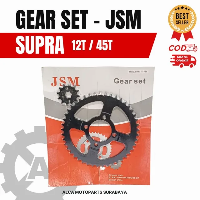 JSM GIR GEAR GER SET DEPAN BELAKANG SUPRA X 100 LAMA 45T 12T DEPAN BELAKANG