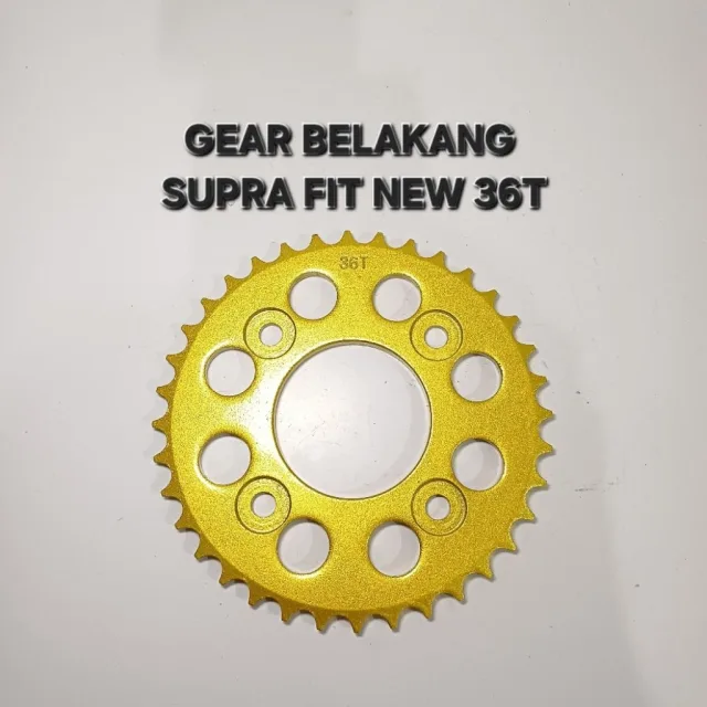 GOLD EMAS LUBANG BULAT GEAR GIR GER BELAKANG SUPRA FIT NEW KHARISMA X 125 36T 36 T LUBANG BULAT GOLD