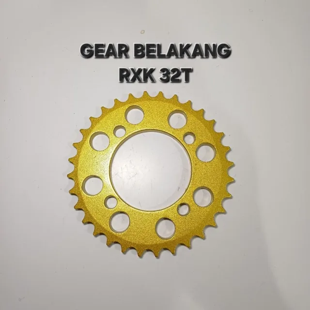 GOLD EMAS LUBANG BULAT GEAR GIR GER BELAKANG RXK RX KING JUPITER VEGA 32T 32 T LUBANG BULAT GOLD