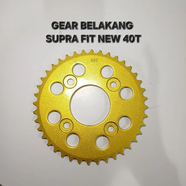 GOLD EMAS LUBANG BULAT GEAR GIR GER BELAKANG SUPRA FIT NEW KHARISMA X 125 40T 40 T LUBANG BULAT GOLD