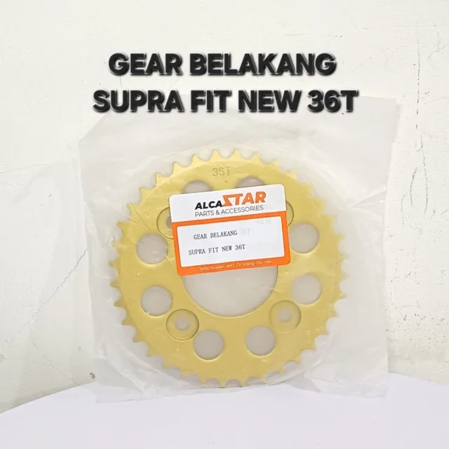 GOLD EMAS LUBANG BULAT GEAR GIR GER BELAKANG SUPRA FIT NEW KHARISMA X 125 36T 36 T LUBANG BULAT GOLD