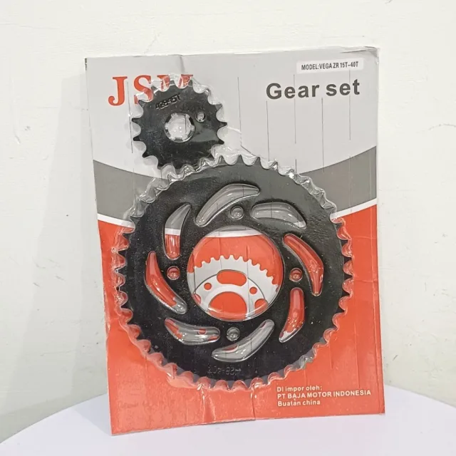 JSM GIR GEAR GER SET DEPAN BELAKANG VEGA ZR 40T 15T DEPAN BELAKANG