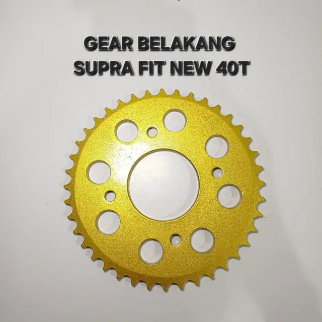 GOLD EMAS LUBANG BULAT GEAR GIR GER BELAKANG SUPRA FIT NEW KHARISMA X 125 40T 40 T LUBANG BULAT GOLD