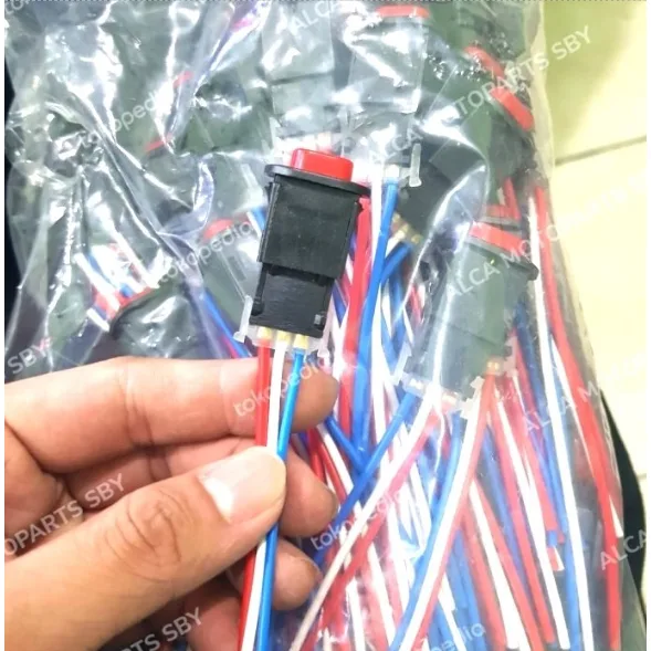 HRG PER 5 BIJI TOMBOL SAKLAR ON OFF UNIVERSAL HAZARD + KABEL MOTOR