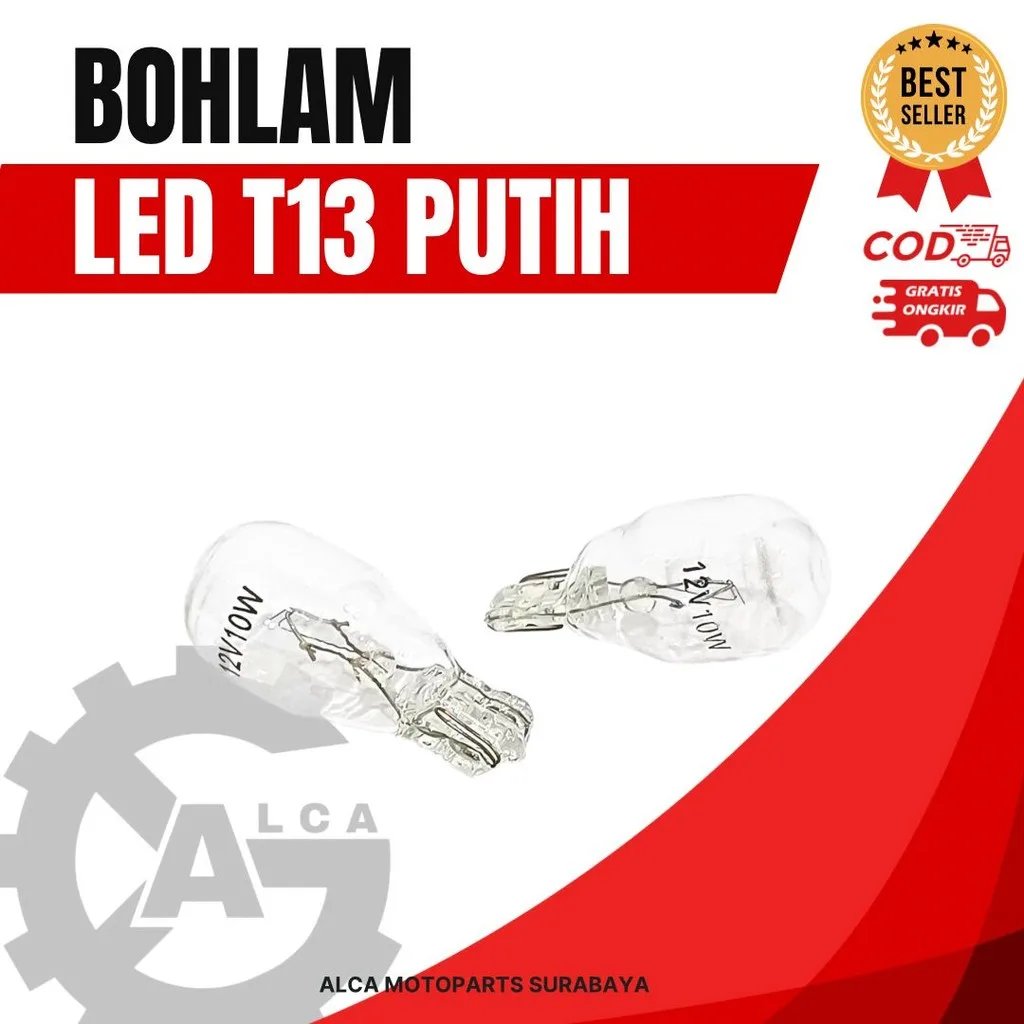 BOHLAM T13 RETENG TANCAP 12V10W PUTIH/MERAH/BIRU/HIJAU/OREN ISI 100 PCS PER BOX