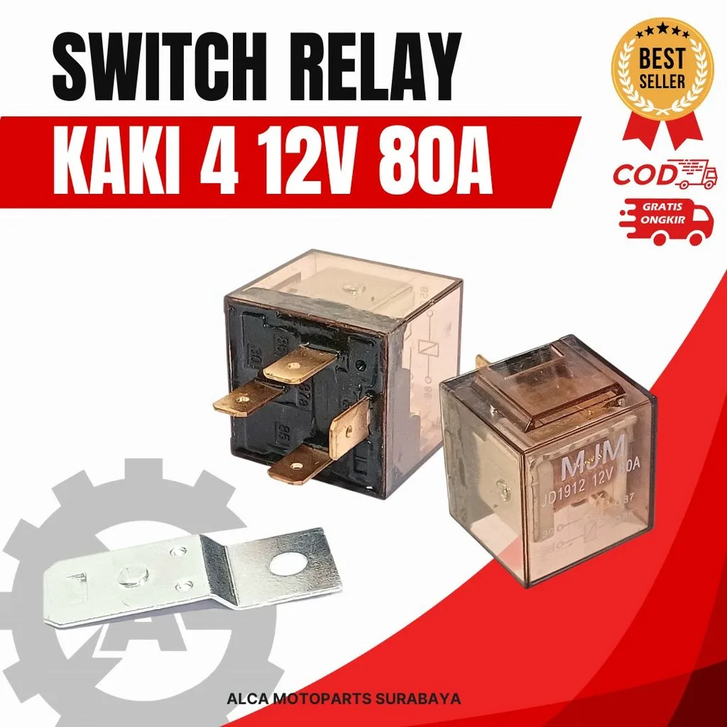 RILEY RELAY KAKI 4 PIN 12 V 12V 80A TEMBAGA TRANSPARAN BENING