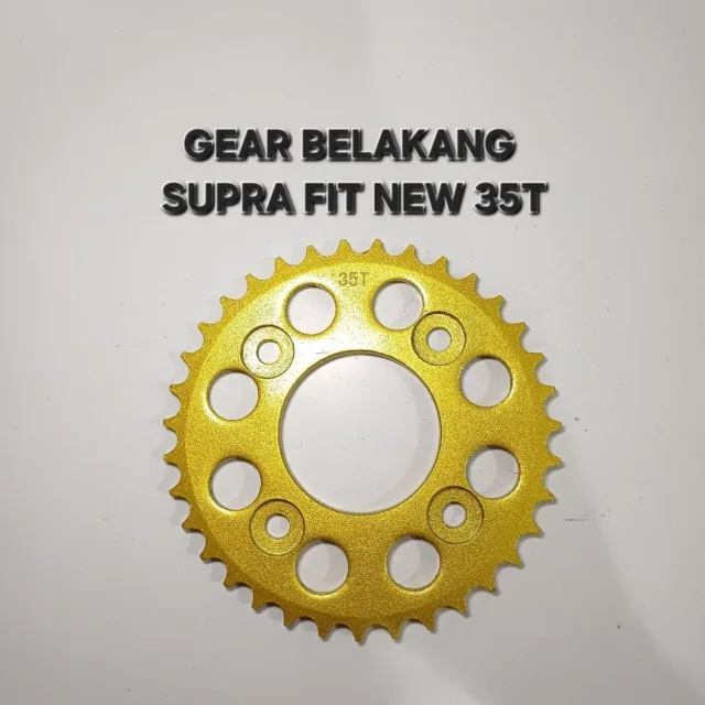 GOLD EMAS LUBANG BULAT GEAR GIR GER BELAKANG SUPRA FIT NEW KHARISMA X 125 35T 35 T LUBANG BULAT GOLD