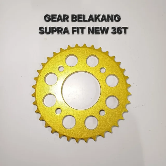 GOLD EMAS LUBANG BULAT GEAR GIR GER BELAKANG SUPRA FIT NEW KHARISMA X 125 36T 36 T LUBANG BULAT GOLD