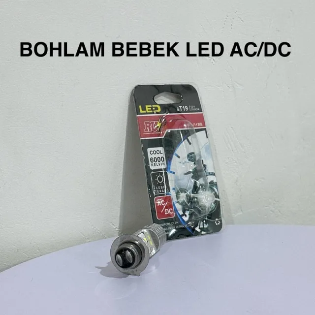 BOHLAM DOP LED BEBEK MATIC T19 V75 AC DC 12V COOL 6000K 6 TITIK TERANG
