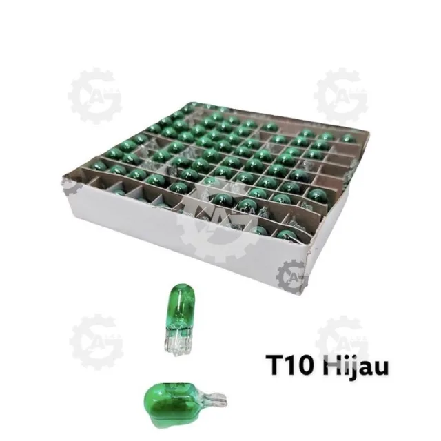 HRG PER 100 BIJI/BOX BOHLAM T10 KM TANCAP 12V5W PUTIH/HIJAU/BIRU/MERAH/KUNING/ORANGE