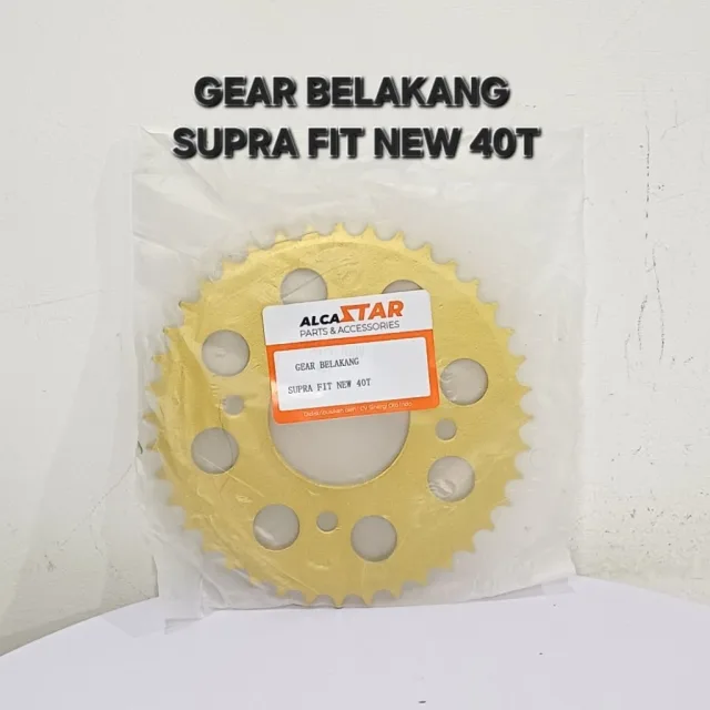 GOLD EMAS LUBANG BULAT GEAR GIR GER BELAKANG SUPRA FIT NEW KHARISMA X 125 40T 40 T LUBANG BULAT GOLD