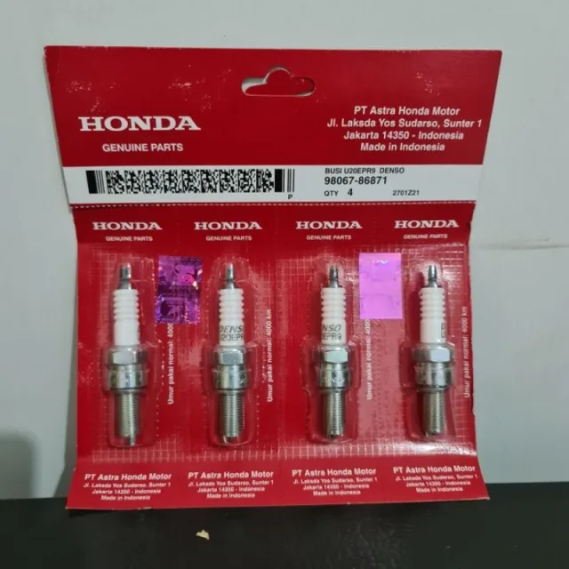 ISI 4 PC BUSI U20 U20EPR9 DENSO HONDA KHARISMA SUPRA X 125 VARIO BEAT AHM PER RENTENG ISI 4 J1L-1-08