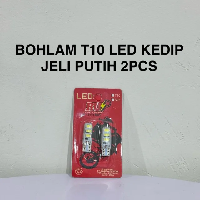 BOHLAM LED T10 KEDIP (WARNA: PUTIH / MERAH / BIRU) ISI 2 PER PAK HARGA UNTUK 1 PAK TERMURAH